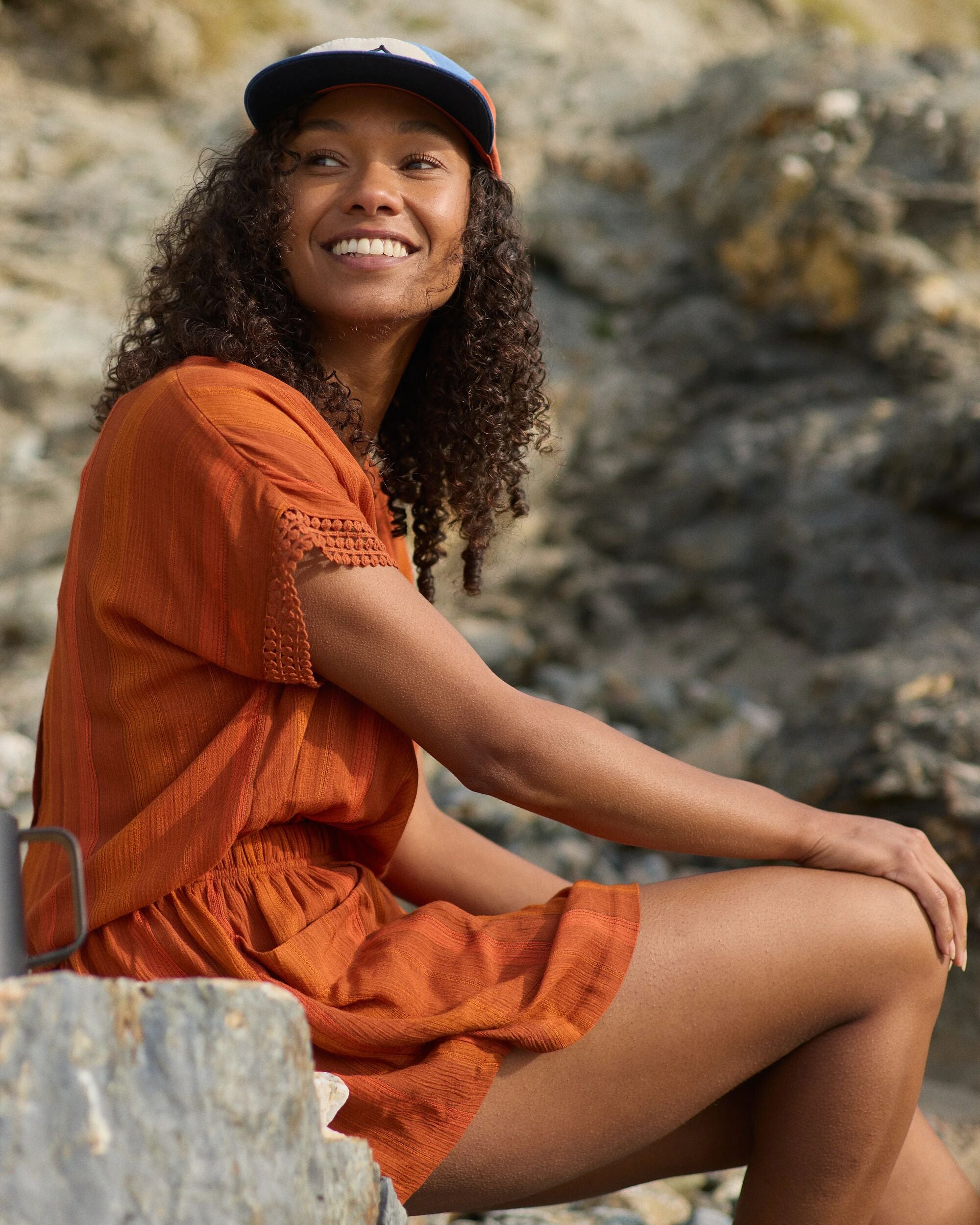Clarity Short Skort Dress - Ember Orange Stripe - Lifestyle