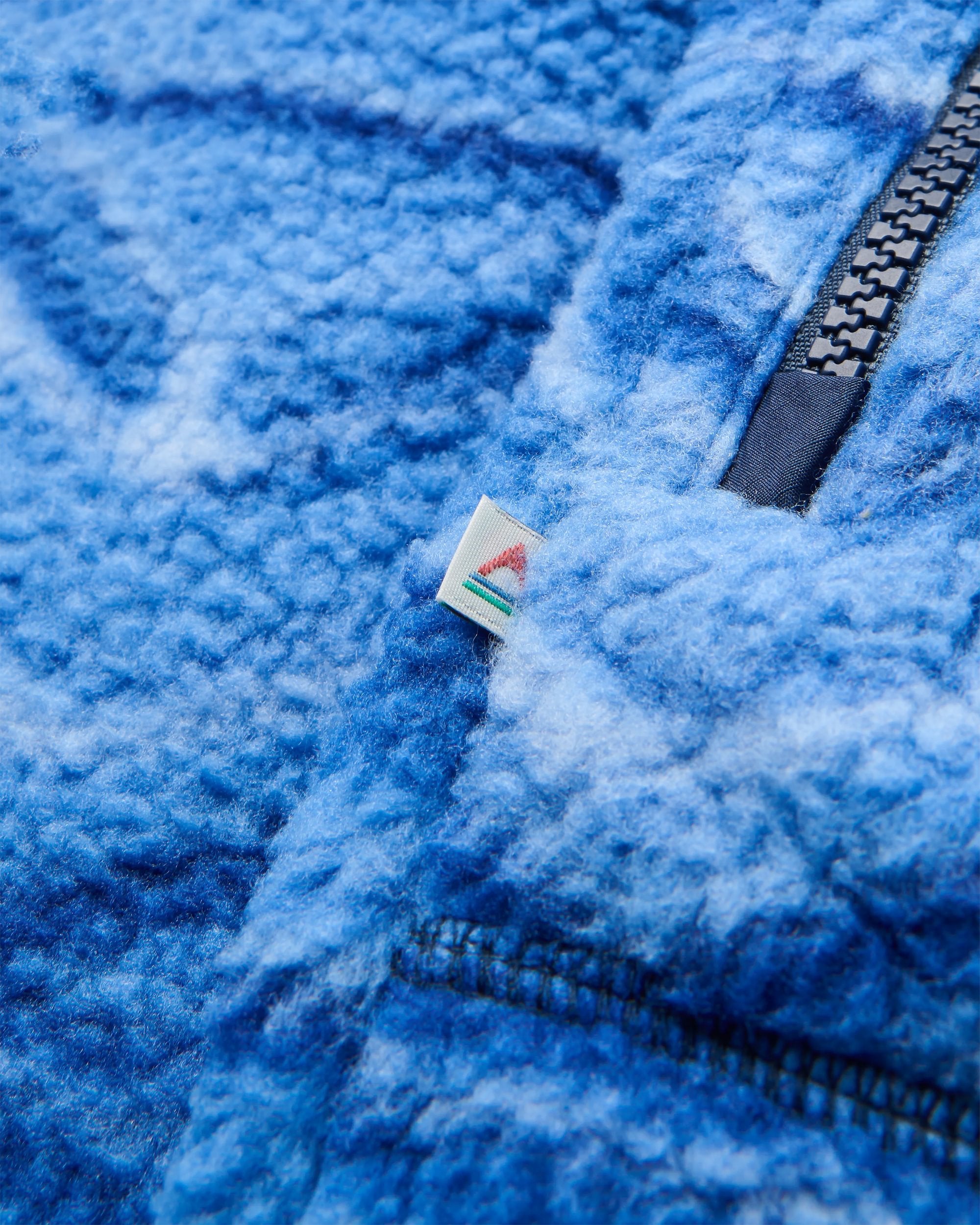 Offgrid 1/2 Zip Recycled Sherpa Fleece - Tracks Electric Blue - Flatlay