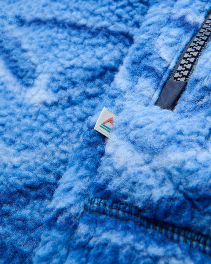 Offgrid 1/2 Zip Recycled Sherpa Fleece - Tracks Electric Blue - Flatlay