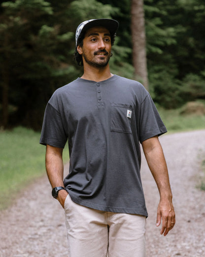 Heritage Relaxed Fit Henley T-Shirt - Faded Black - Lifestyle
