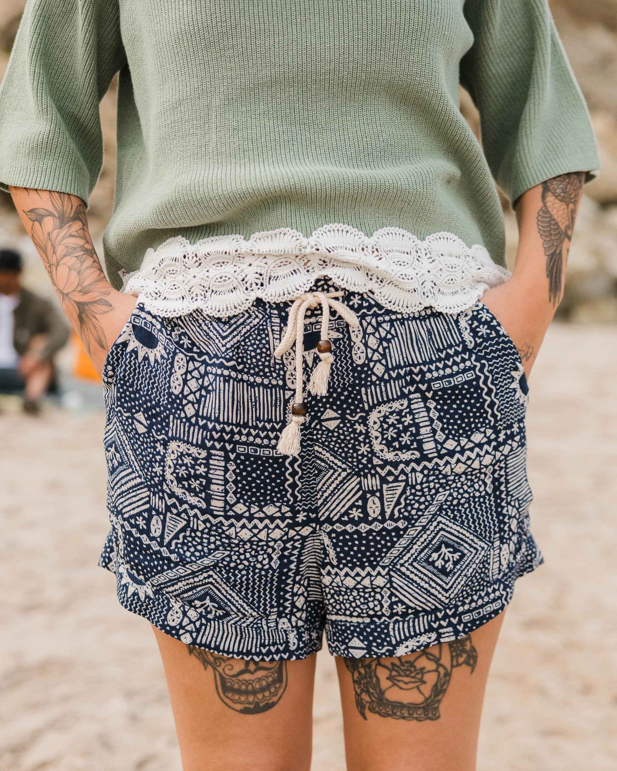 Santosa Woven Short - Vintage Patchwork Navy - Lifestyle