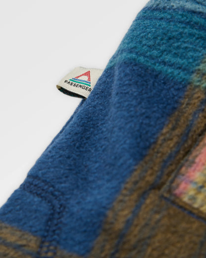 East Recycled Polar Fleece Shirt - Rich Navy Multi Check - Flatlay