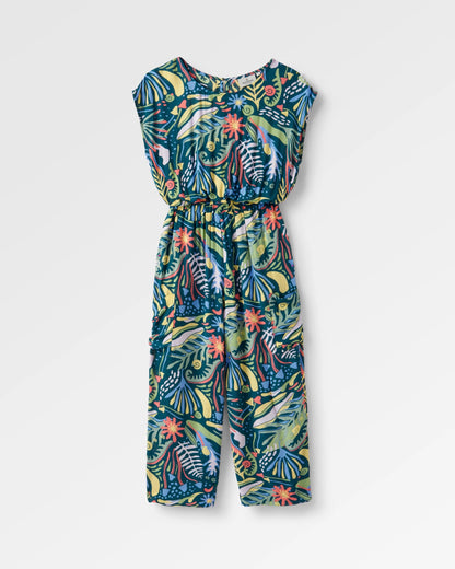 Thimbleberry Jumpsuit - Abstract Seaweed Tidal Blue