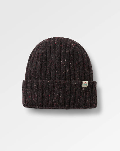 Fisherman Merino Wool Beanie - Black/Red - Flatlay