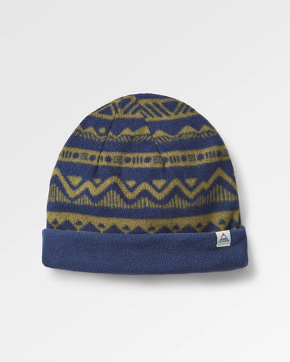 Set Off Recycled Polar Fleece Beanie - Mountain Geo Khaki/Rich Navy