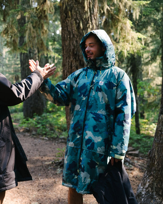 Waves Recycled Sherpa Lined Changing Robe - Alpine Camo Rain Forest - Lifestyle - Male