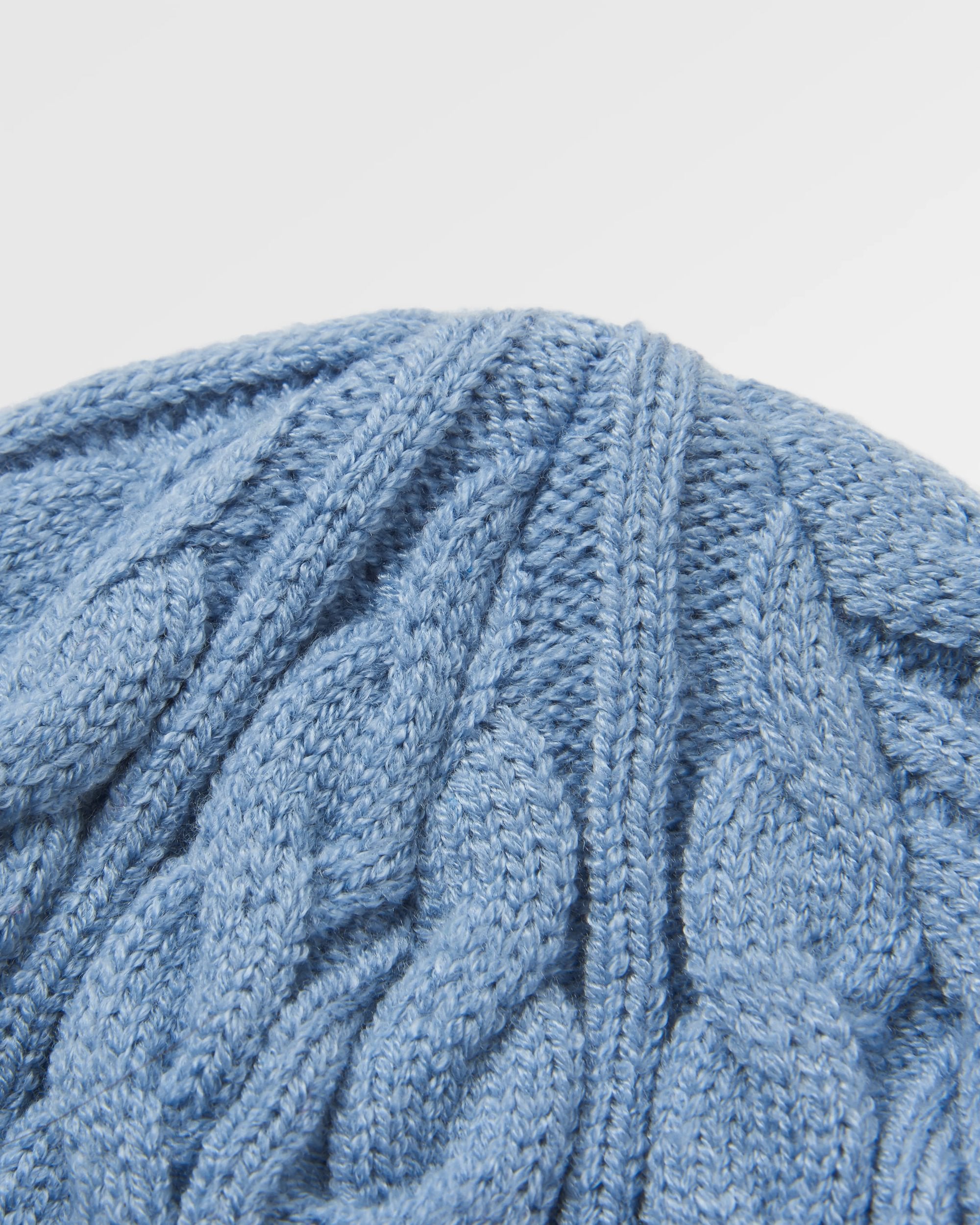 Fireside Recycled Cable Knit Beanie - Faded Denim - Flatlay