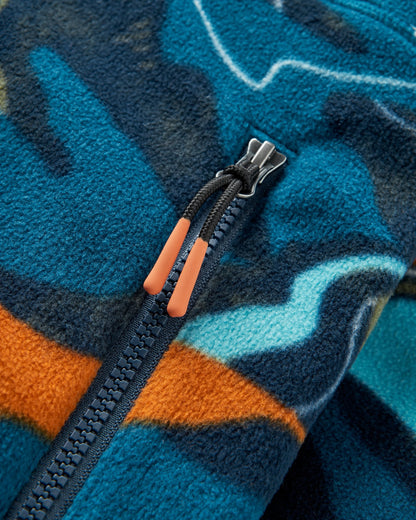 Juana Recycled Polar Hooded Fleece - Adventure Tidal Blue - Flatlay