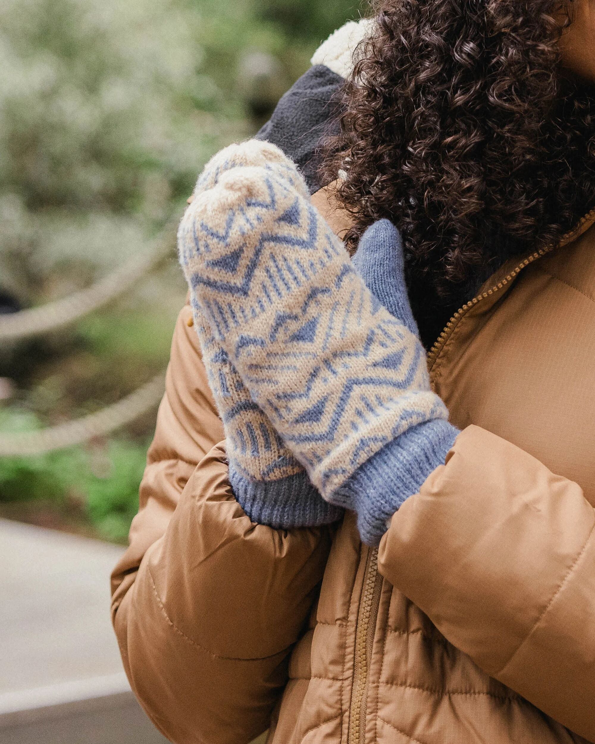 Nurture Recycled Fleece Lined Mittens - Faded Denim - Lifestyle - Female