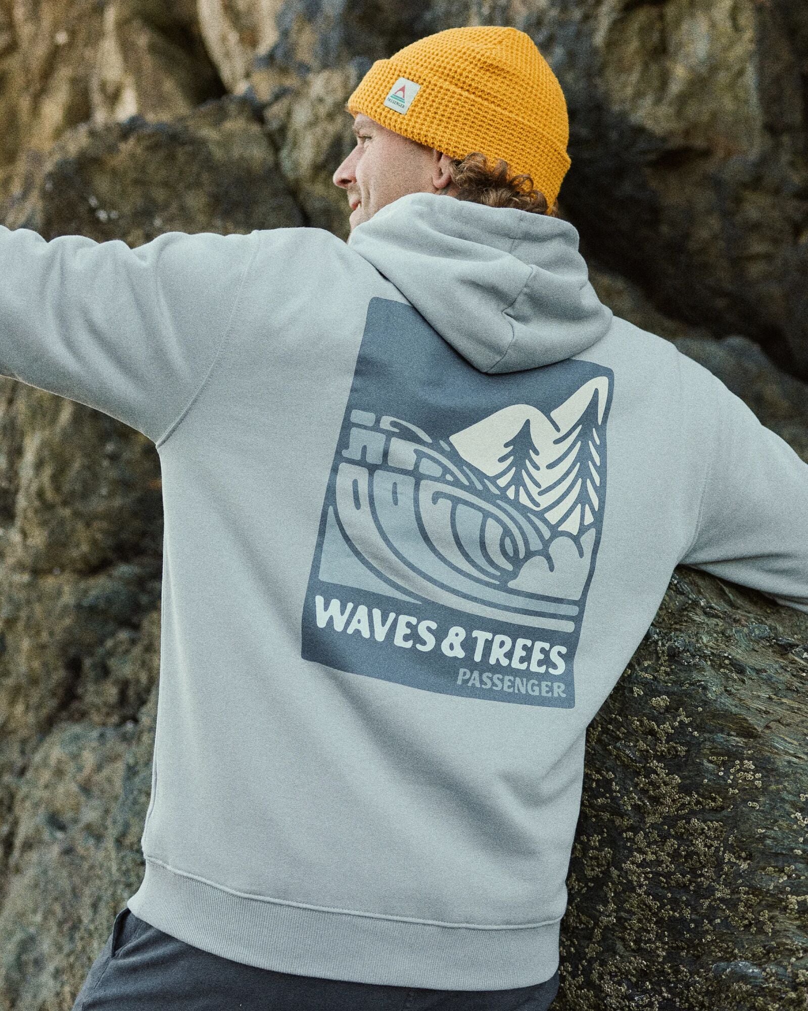 Waves & Trees Organic Cotton Hoodie - Steel Grey