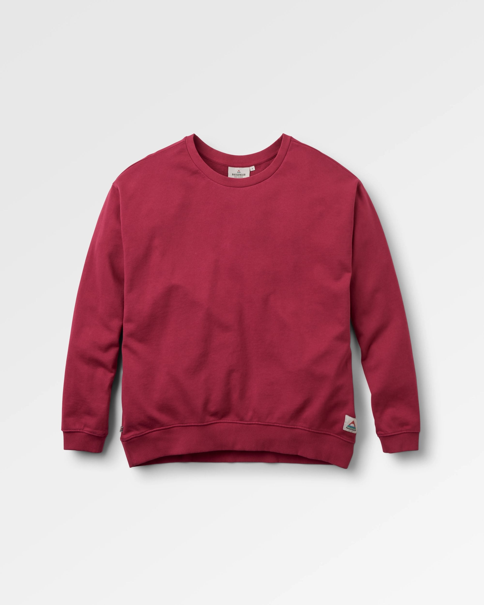 Heritage Recycled Cotton Oversized Sweatshirt - Cranberry - Flatlay