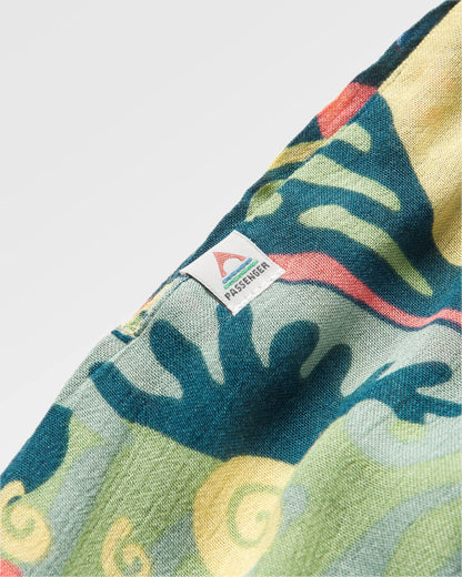 Daylily Printed Loose Trouser - Abstract Seaweed Tidal Blue