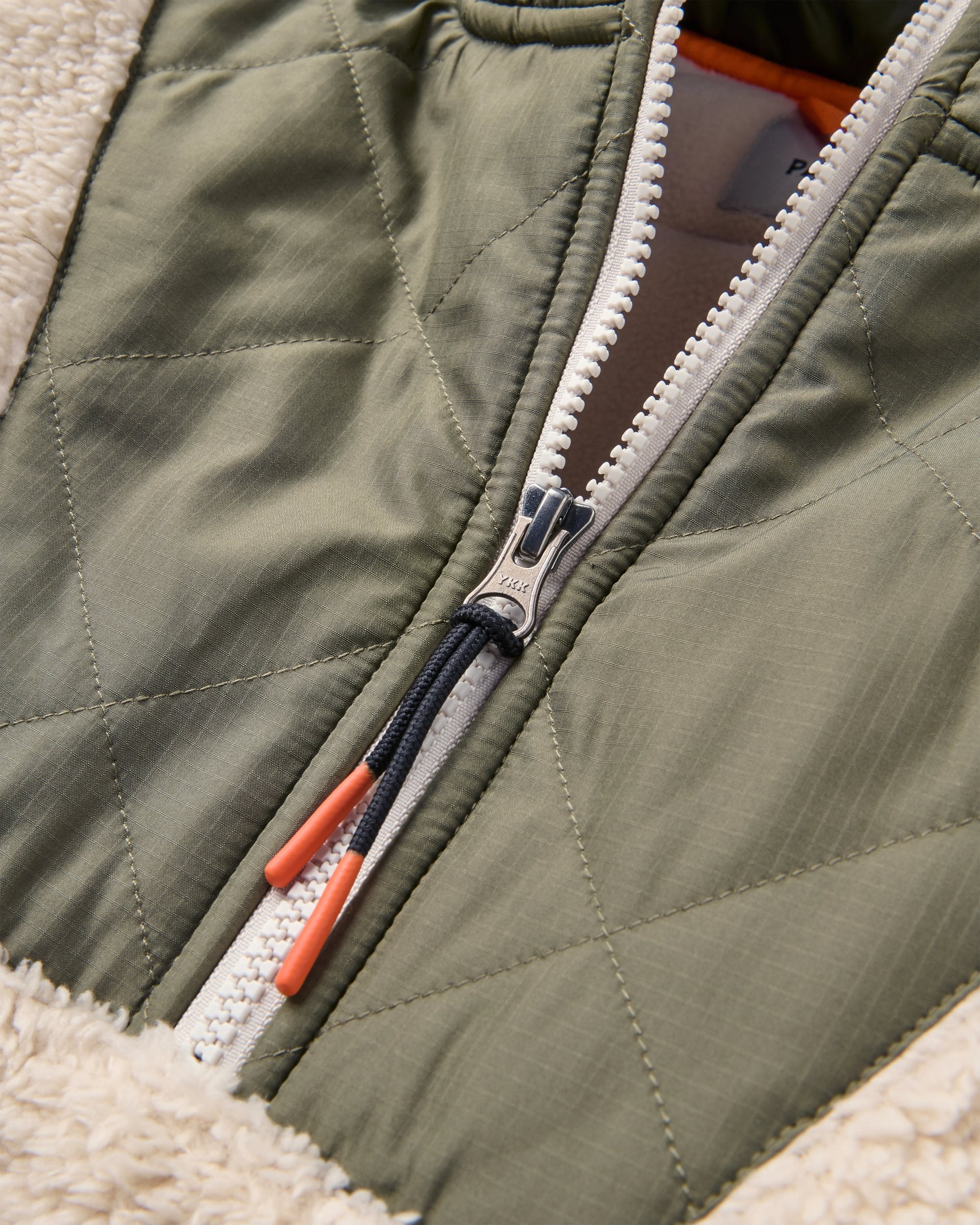 Beaumont Recycled Sherpa Hooded Fleece - Vintage White - Flatlay