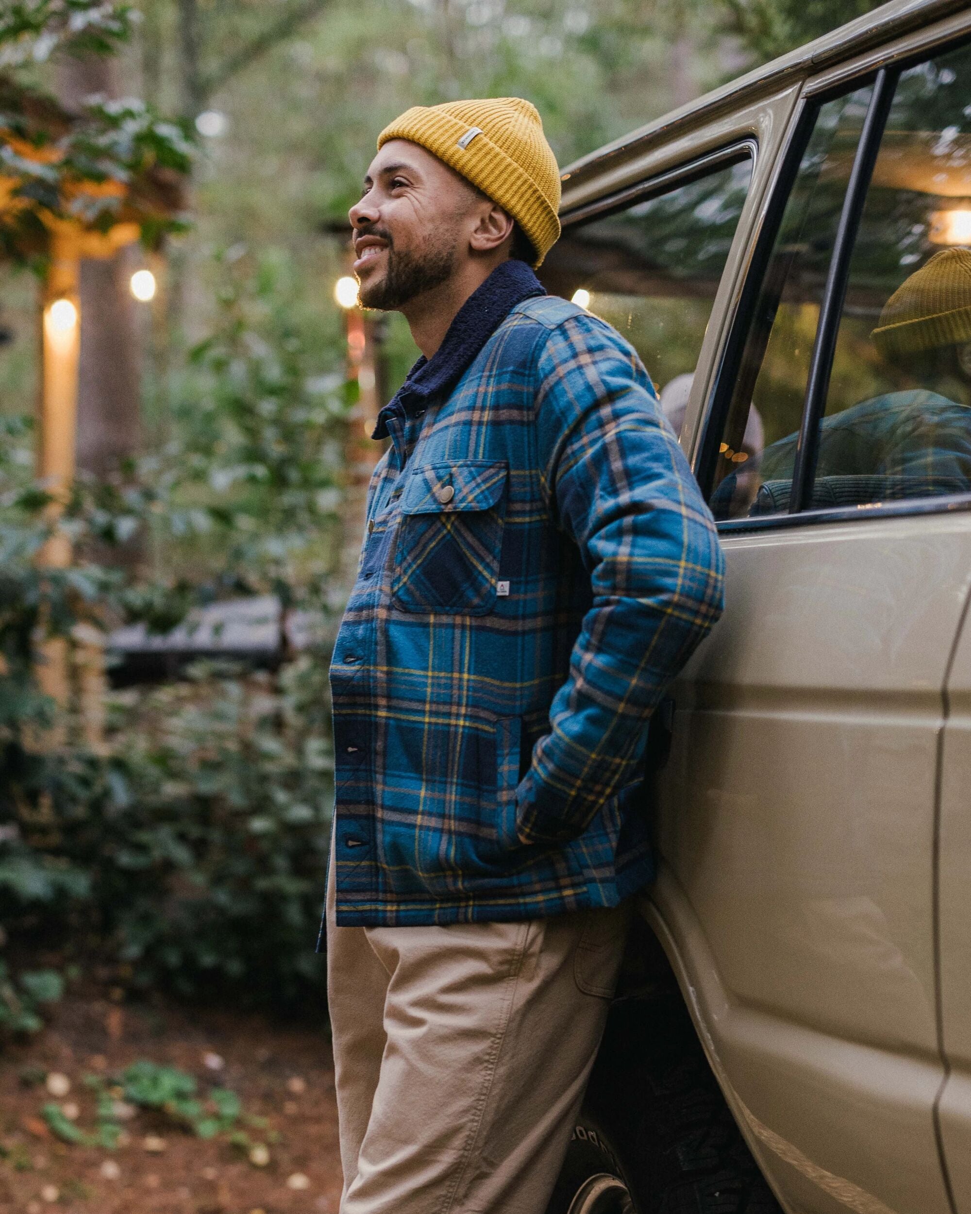 Falcon Organic Cotton Jacket - Tidal Blue Check  - Lifestyle