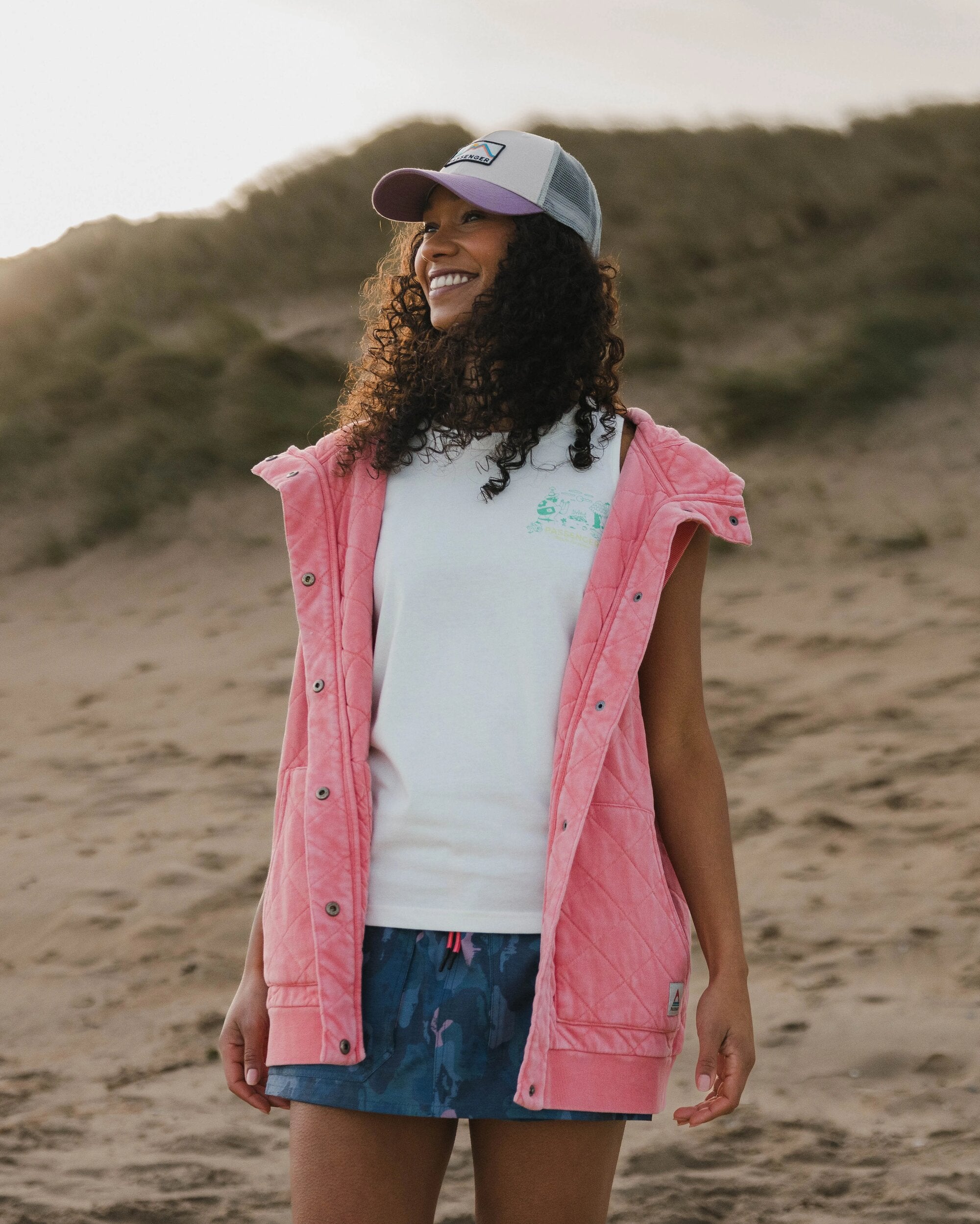 Clementine Recycled Quilted Vest - Shell Pink - Lifestyle
