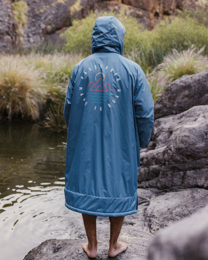 Escapism Recycled Sherpa Lined Changing Robe - Moonlight Blue - Lifestyle