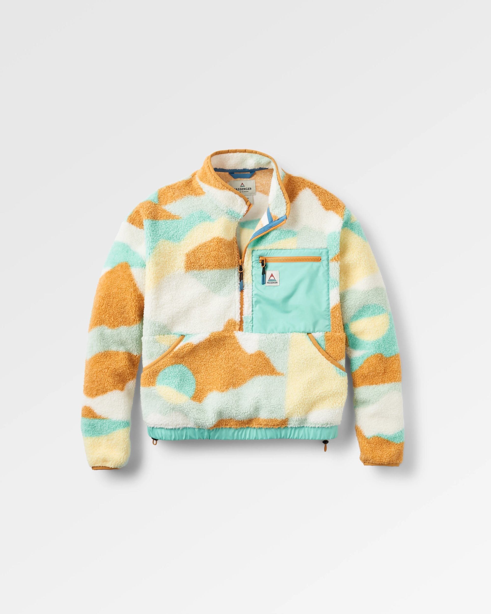 Ravi Recycled Sherpa Fleece - Vista Patchwork Yellow - Flatlay