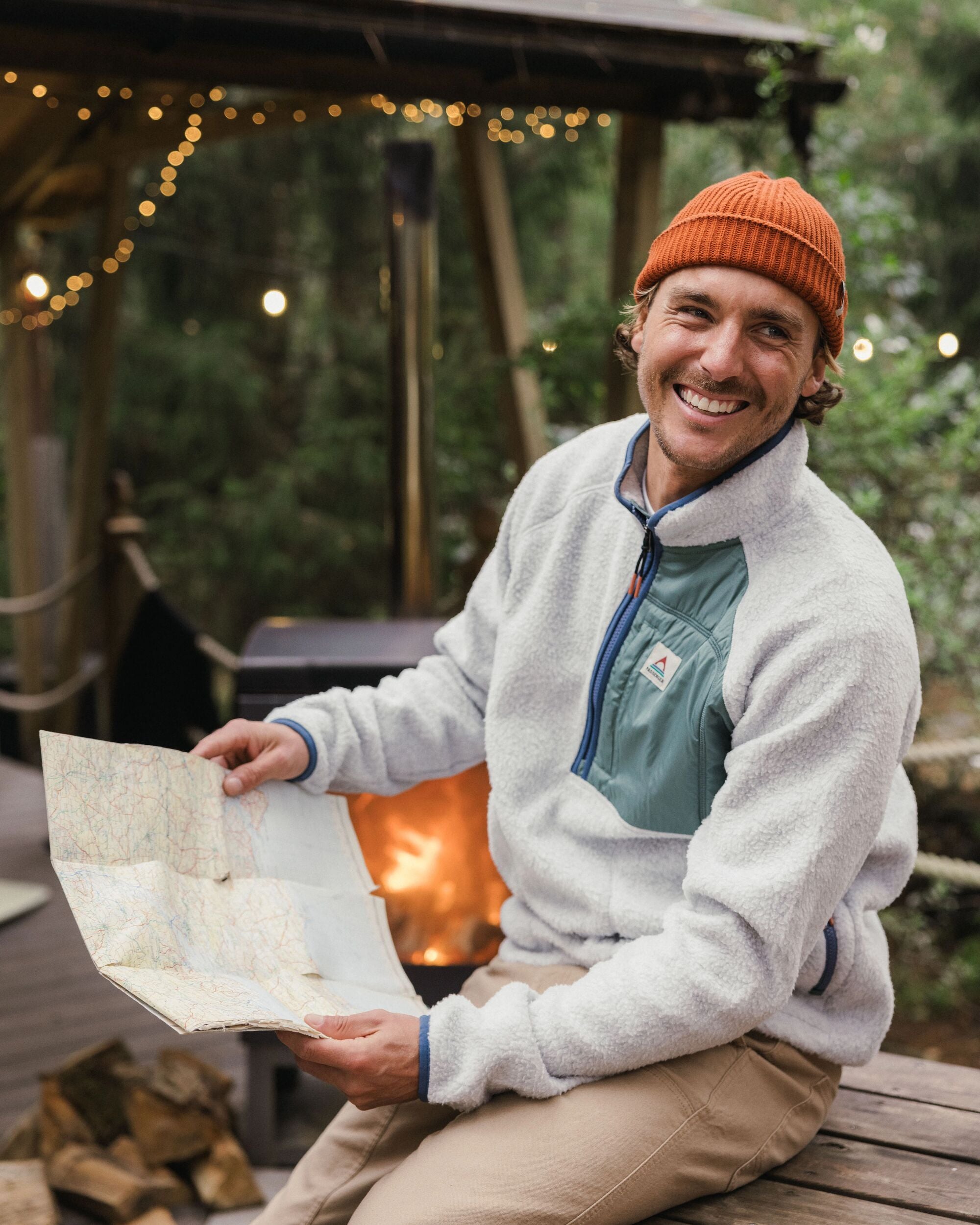 Offgrid 1/2 Zip Recycled Sherpa Fleece - Grey Marl 2 - Lifestyle