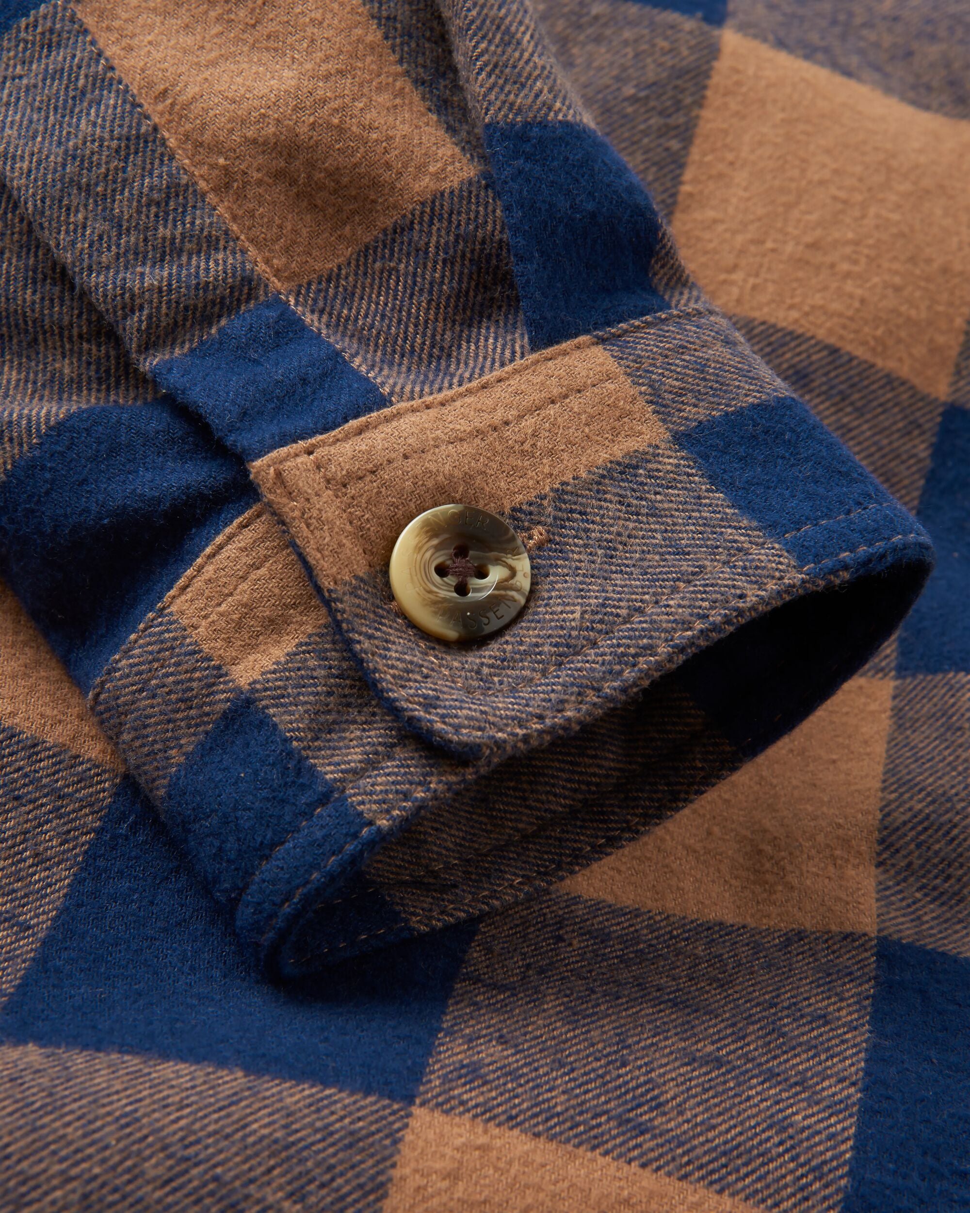 Rustic Organic Cotton Shirt - Toffee/Rich Navy Buffalo - Flatlay