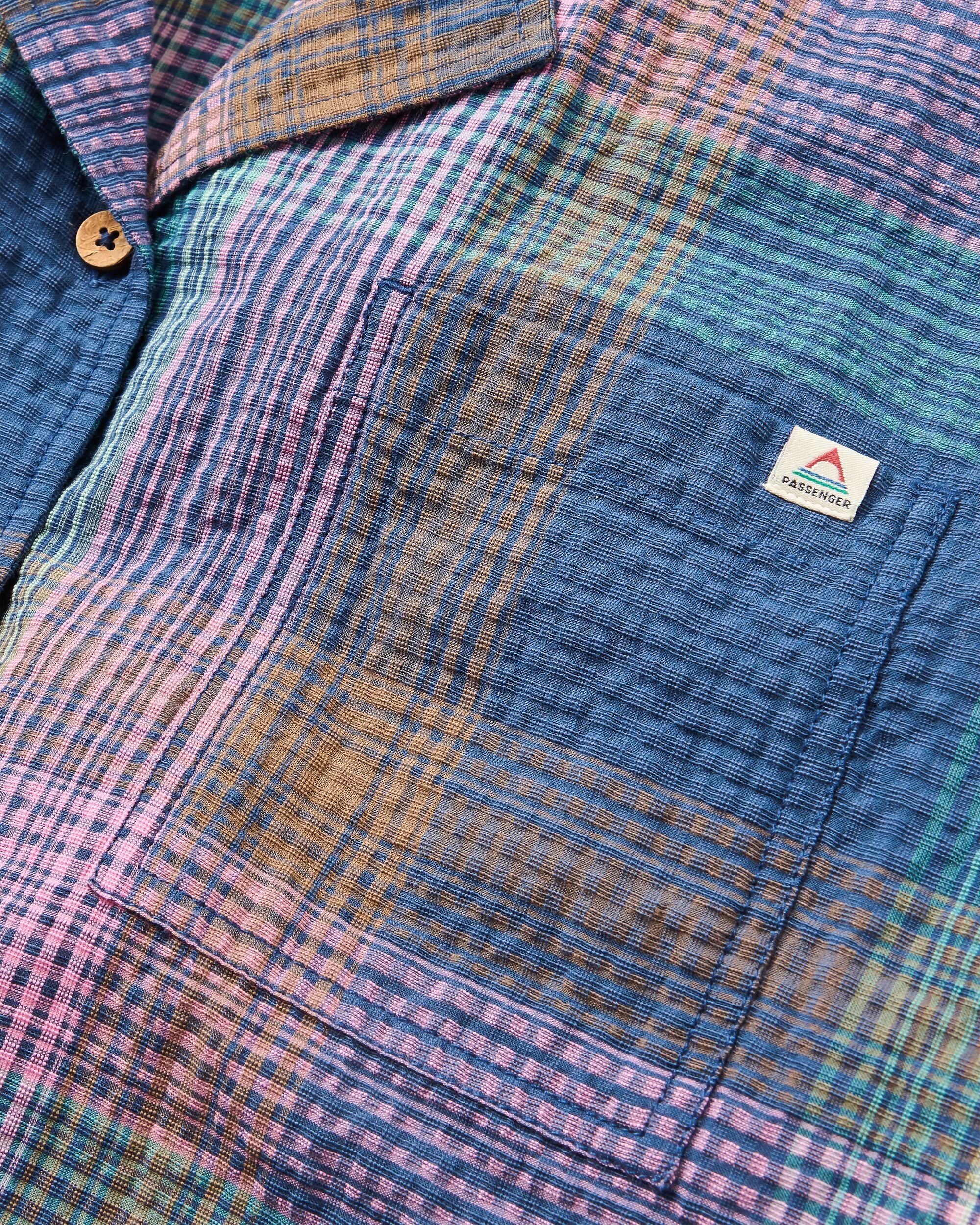 Arden Short Sleeve Shirt - Rich Navy Multi Check - Flatlay