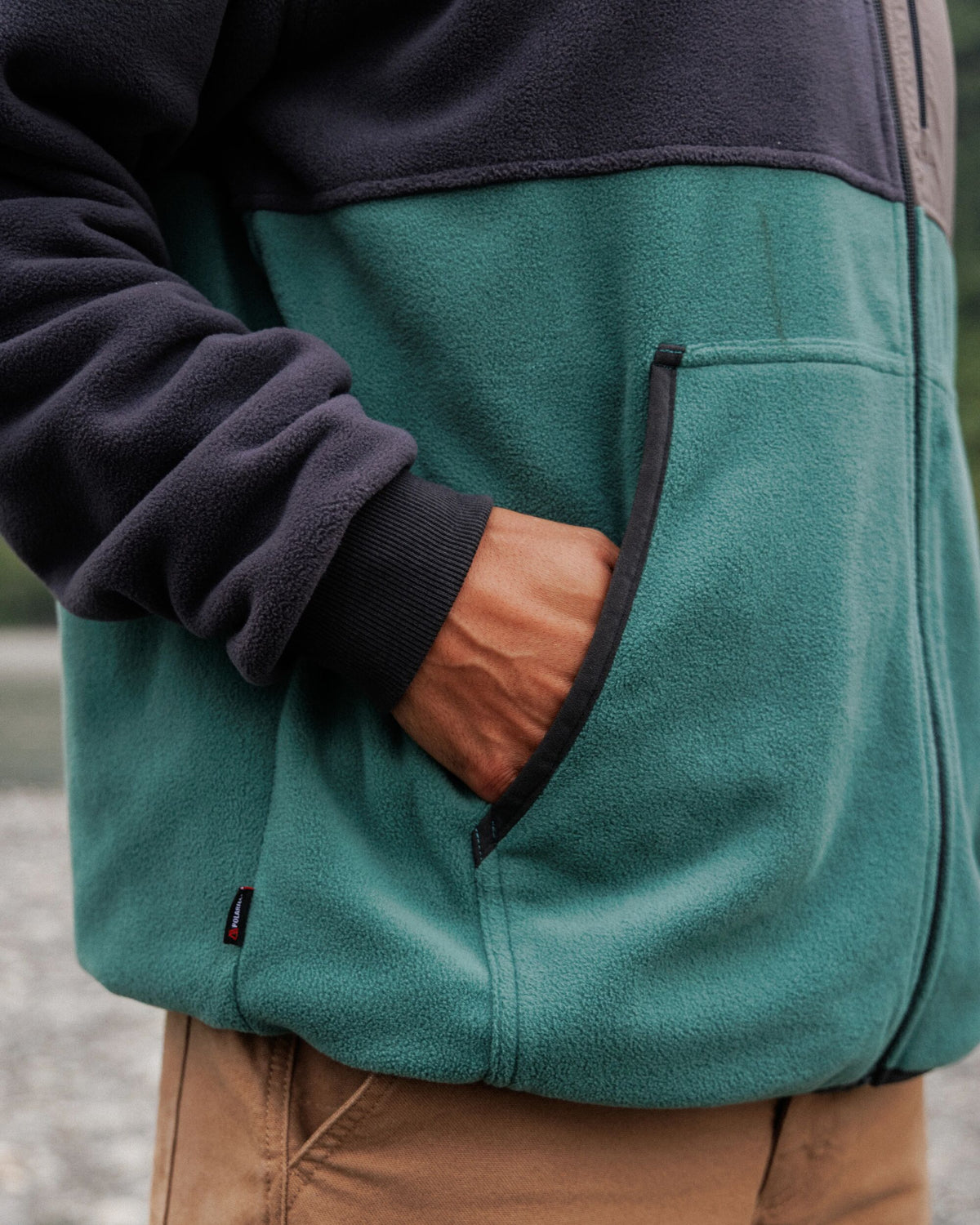 Woodland Full Zip Hooded Polartec® Fleece - Faded Black/Deep Ocean - Lifestyle