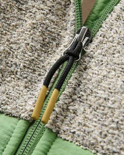Warming Full Zip Windproof Fleece - Stem Green/Oat - Flatlay