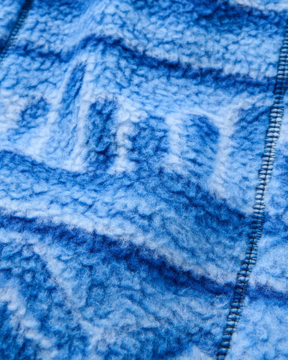 Offgrid 1/2 Zip Recycled Sherpa Fleece - Tracks Electric Blue - Flatlay