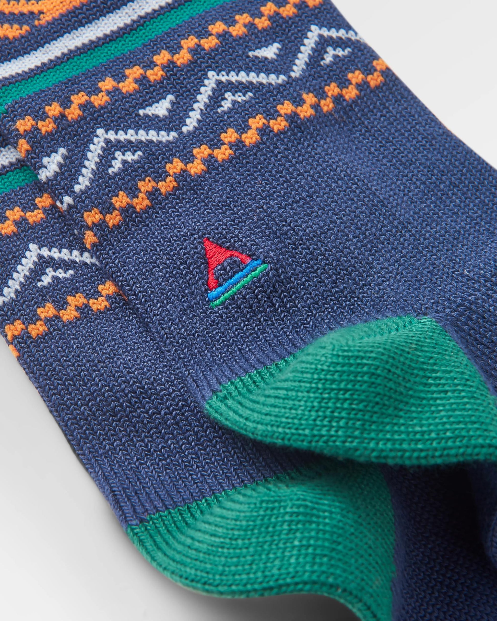 Organic Midweight Patterned Socks - Deep Navy