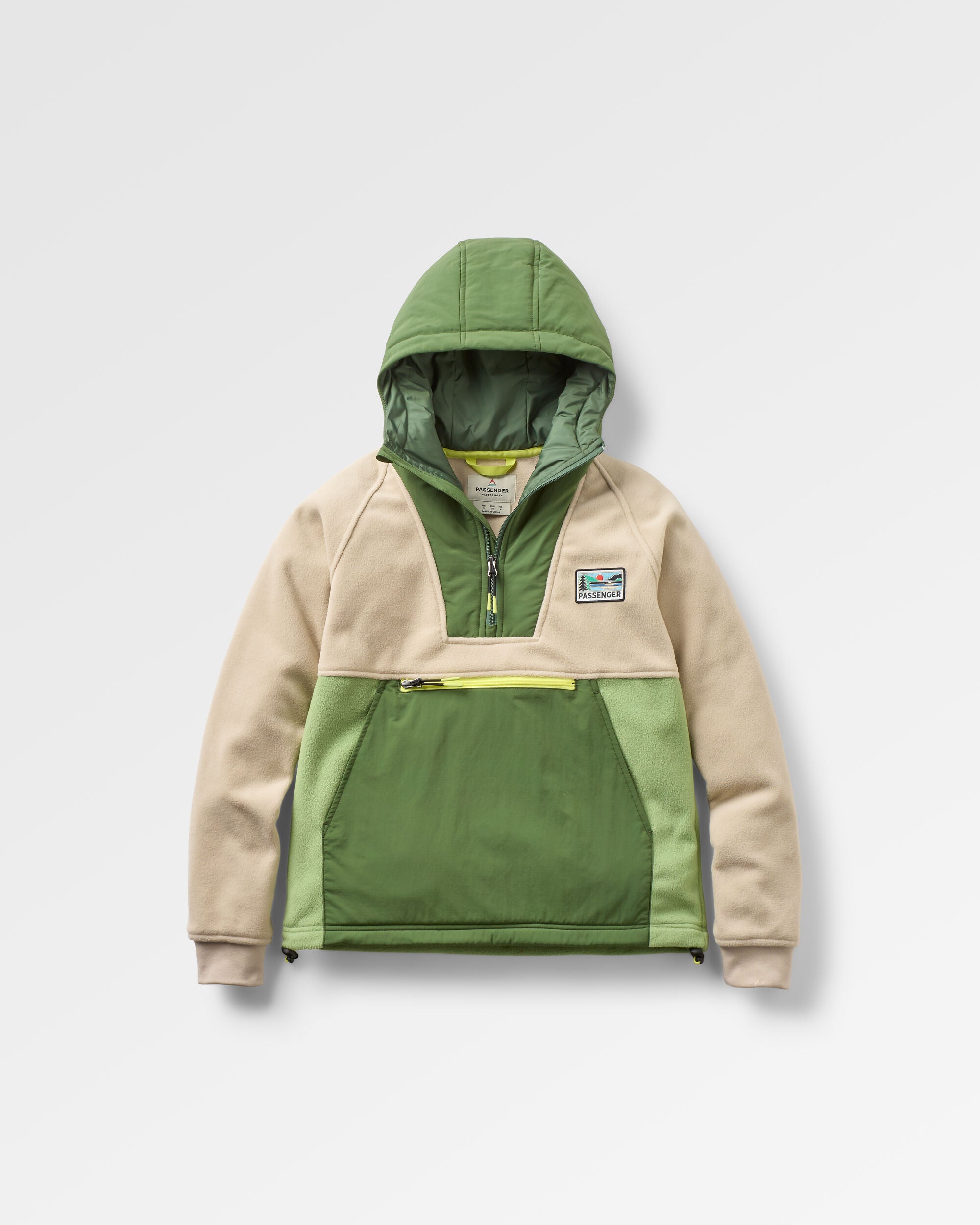 Alexander Recycled Hooded Polar Fleece - Feather/Wild Green
 - Flatlay
