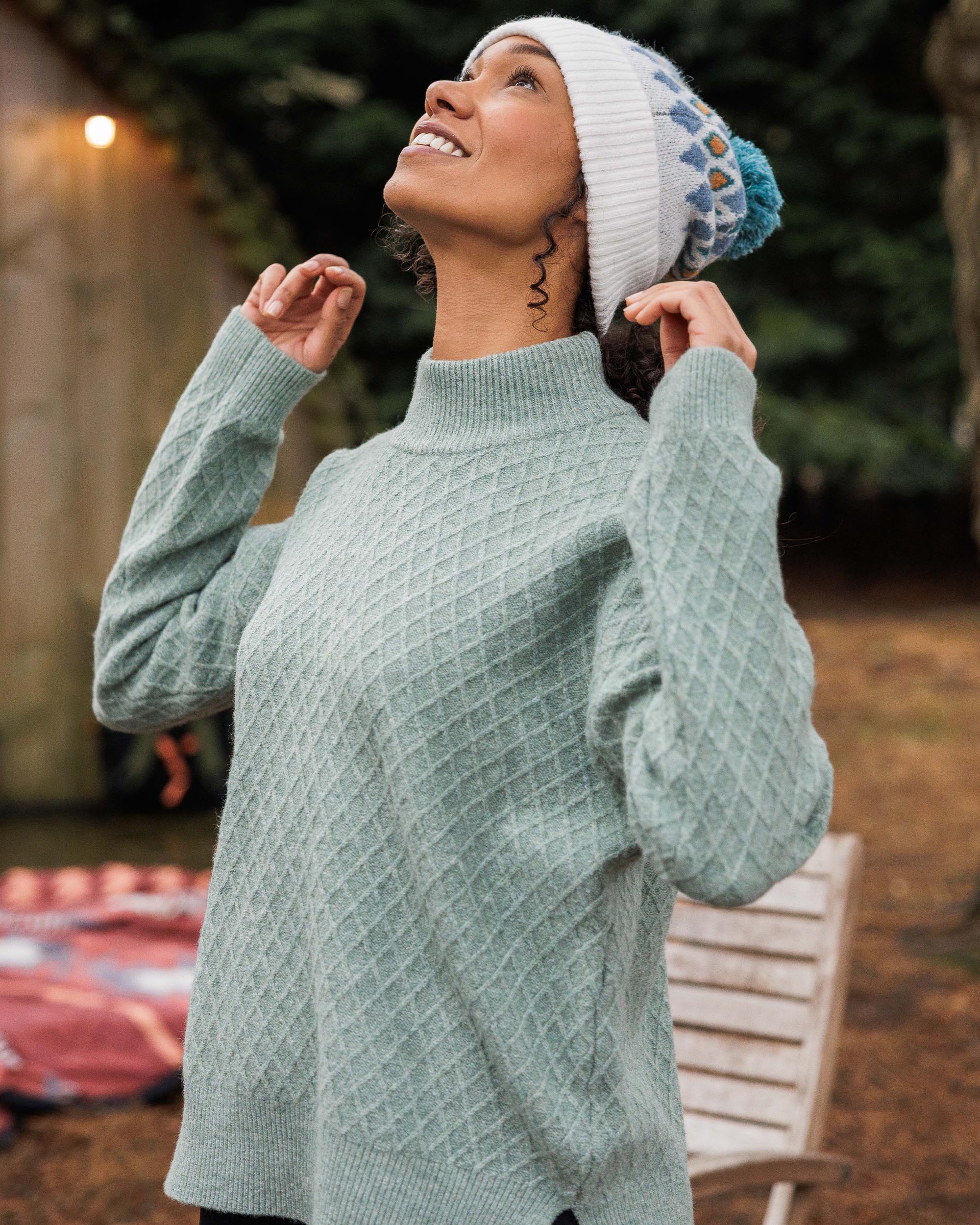 Hinterland Recycled Knitted Jumper - Pistachio - Lifestyle