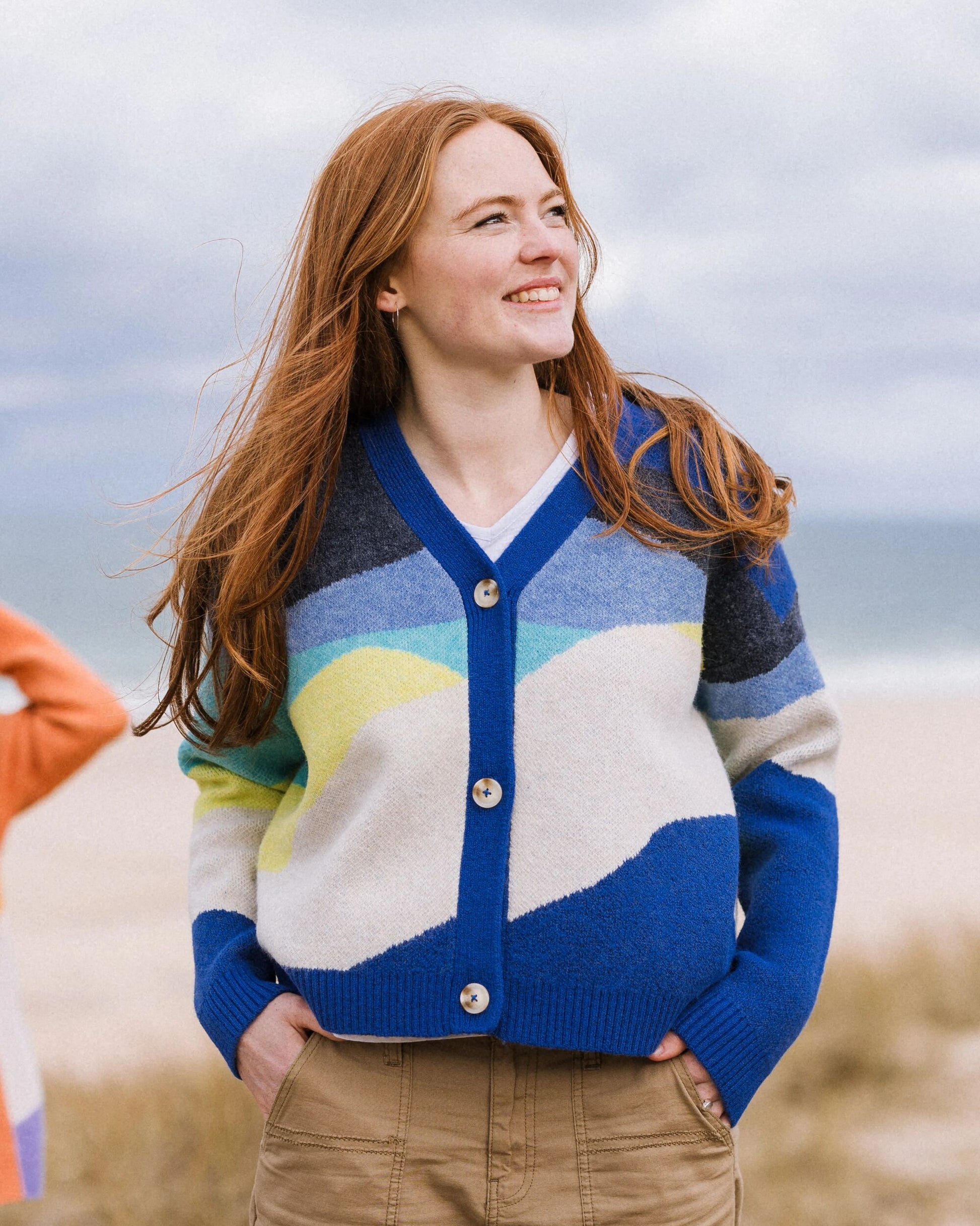 Scenic Recycled Knitted Cardigan - Scenic Azure Blue - Lifestyle