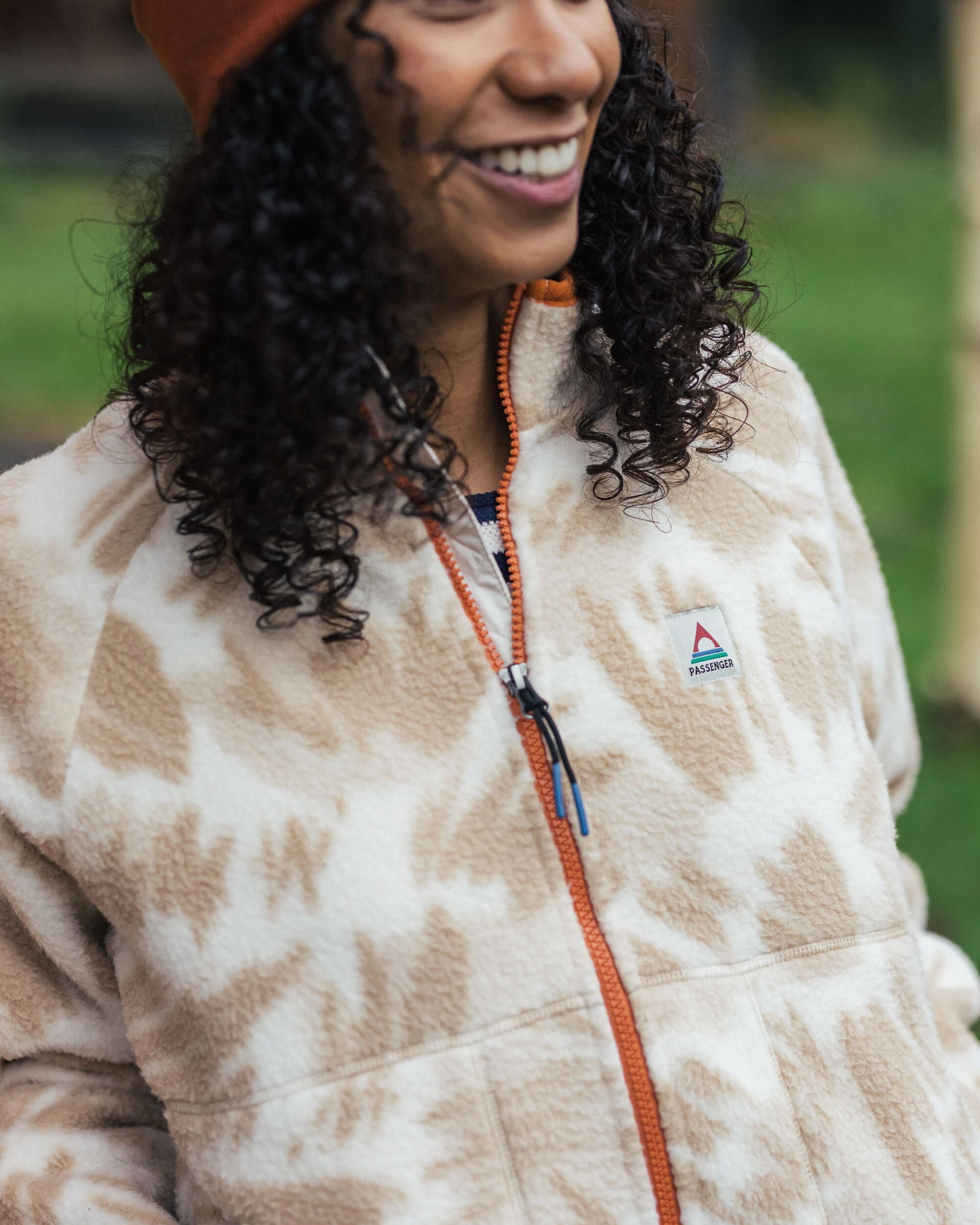 Fairbanks Full Zip Recycled Sherpa Fleece - Abstract Mountain Birch - Lifestyle