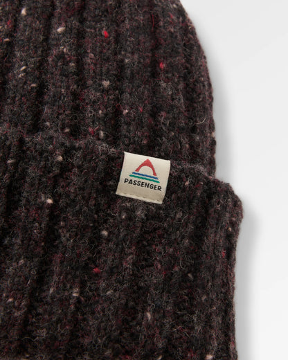 Fisherman Merino Wool Beanie - Black/Red - Flatlay