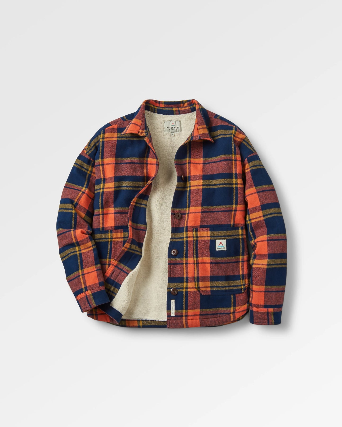 Flint Organic Cotton Overshirt - Rich Navy/Burnt Orange