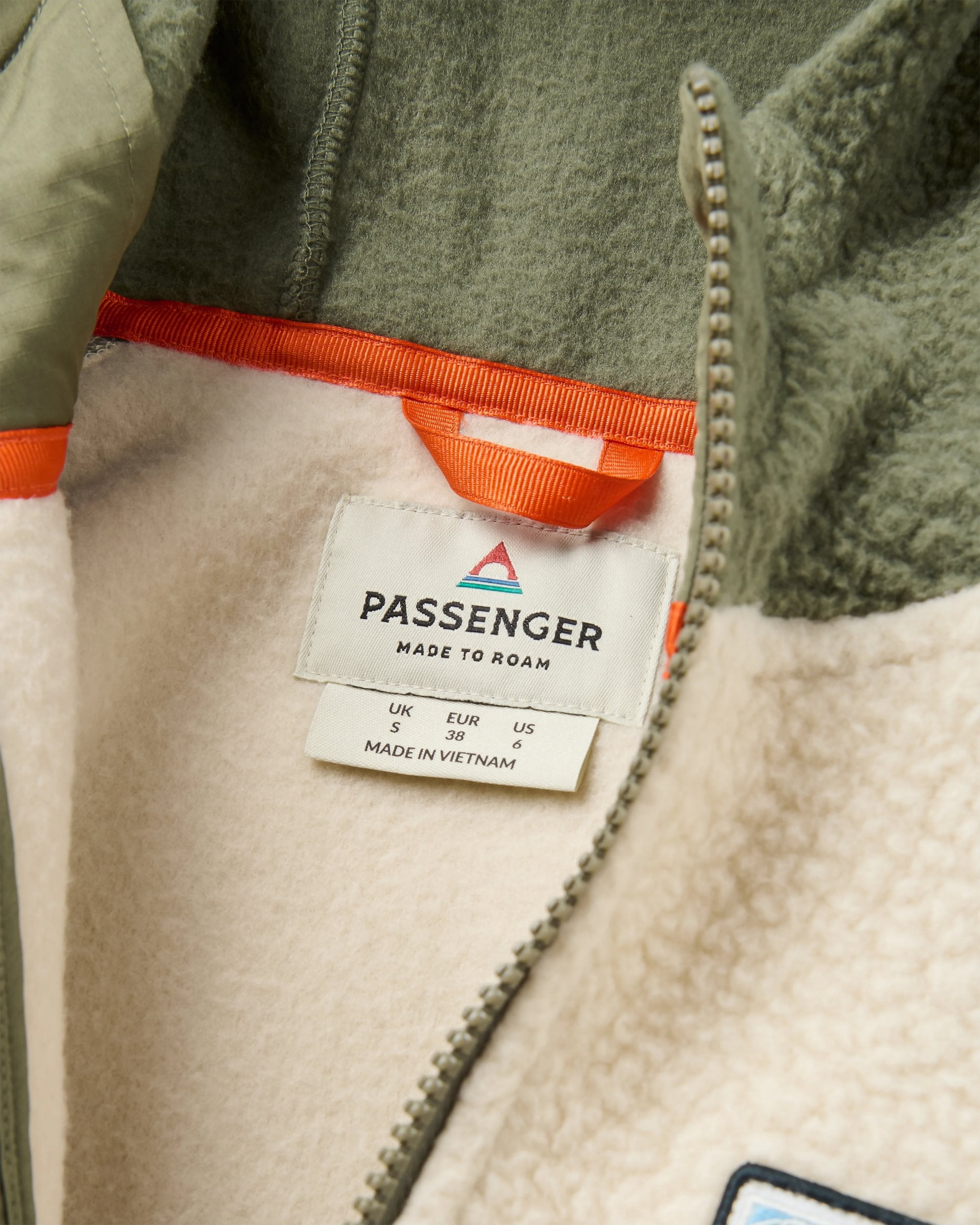 North Coast Full Zip Recycled Sherpa Fleece - Dusty Olive/Oatmeal - Flatlay