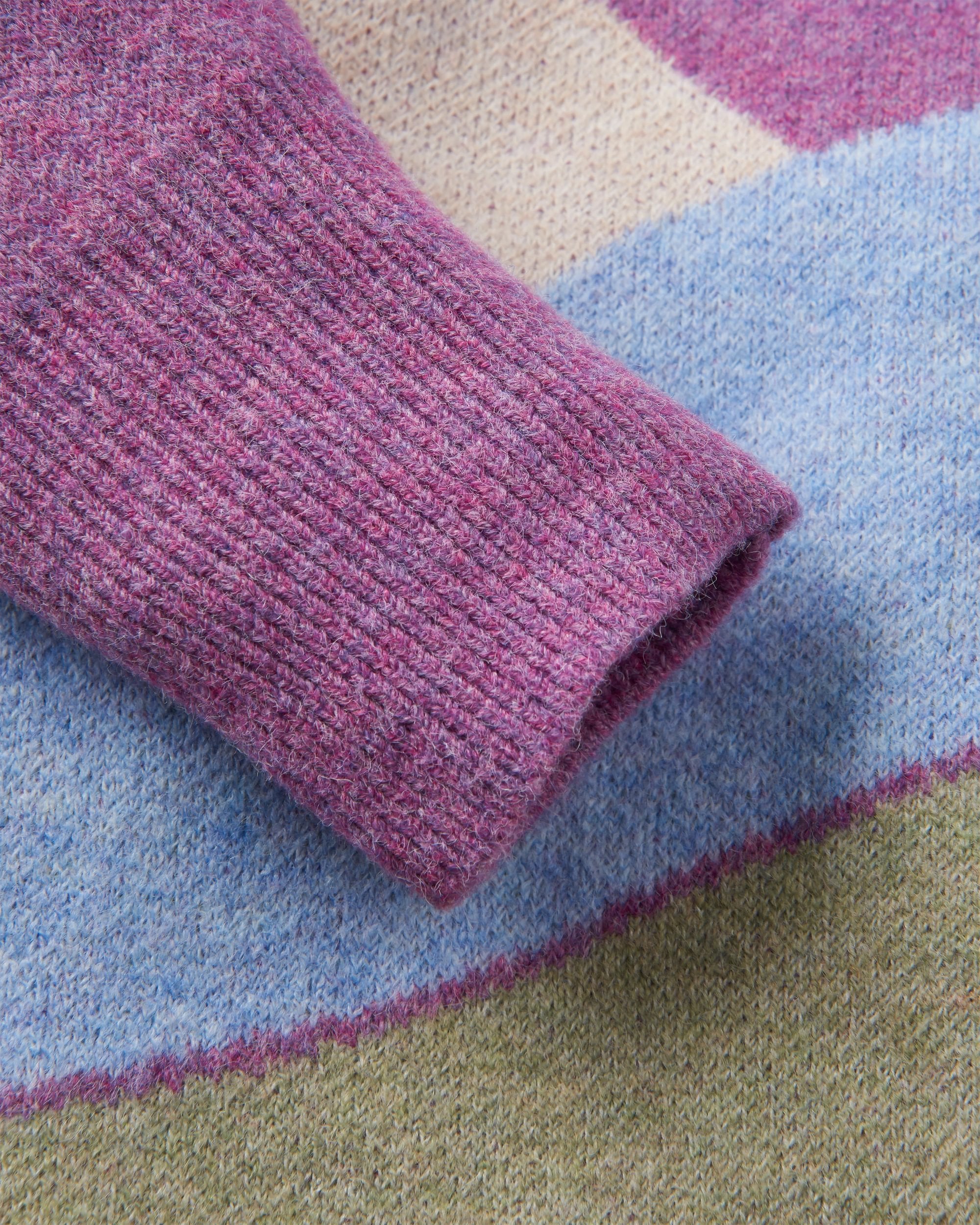 Vista Recycled Knitted Jumper - Rhubarb - Flatlay