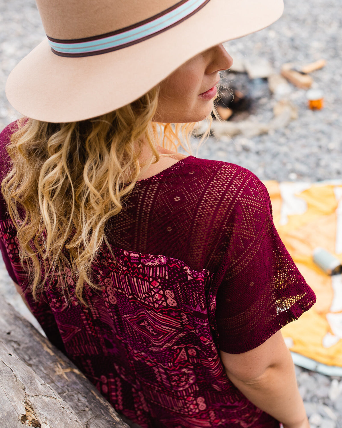Ambrose Oversized Dress - Vintage Patchwork Wine - Lifestyle