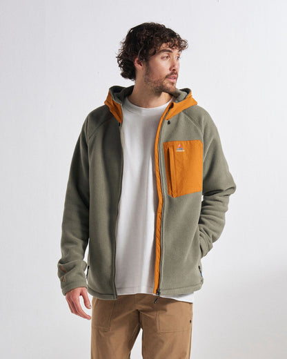 Sierrascape Men's Recycled Polartec® Fleece Hoodie - Dusty Olive - Studio Model