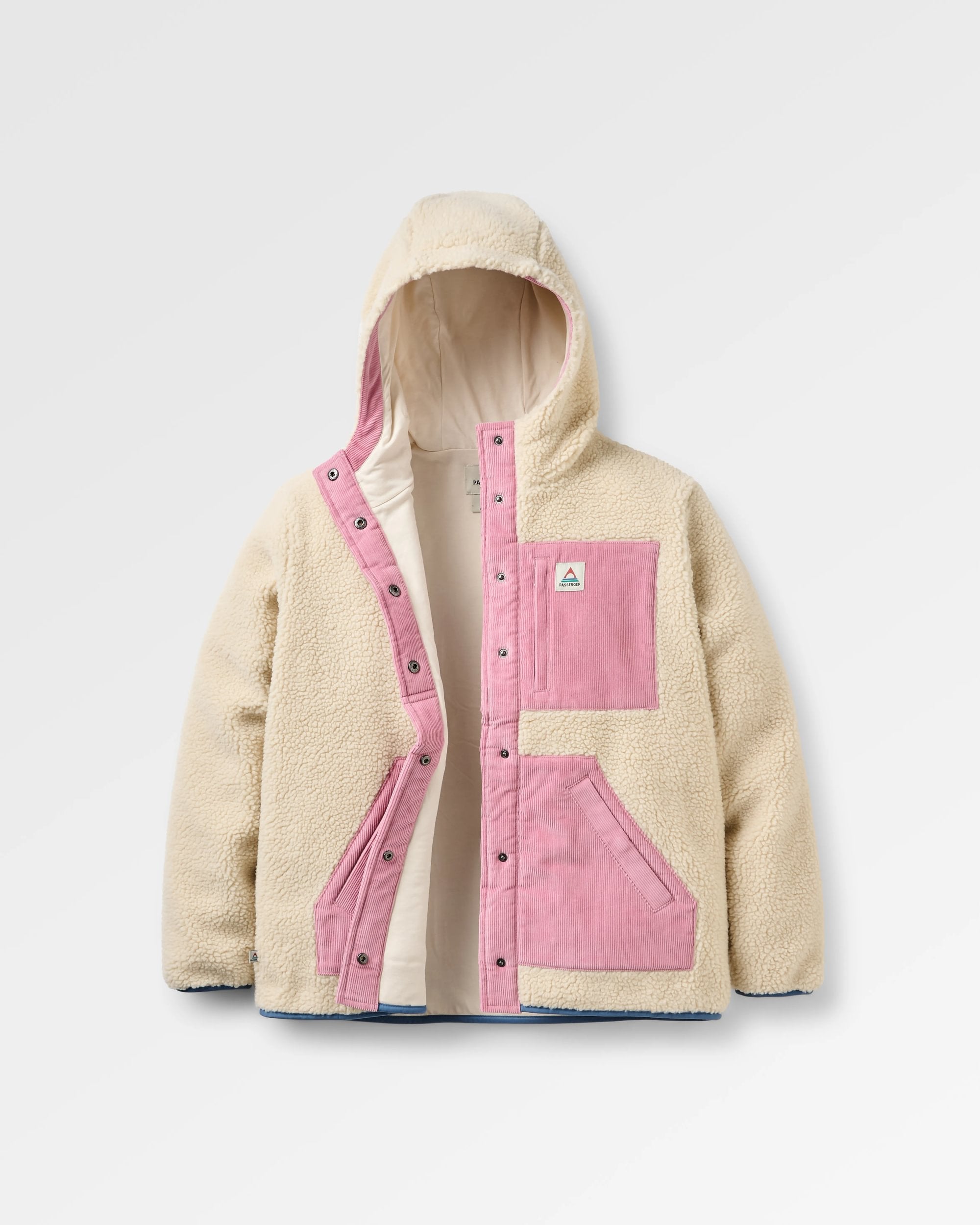 Clover Recycled Sherpa Hooded Fleece - Oat - Flatlay