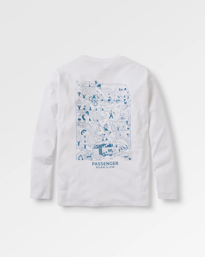 Roam Slow Men's Recycled Cotton LS T-Shirt - White - Flatlay