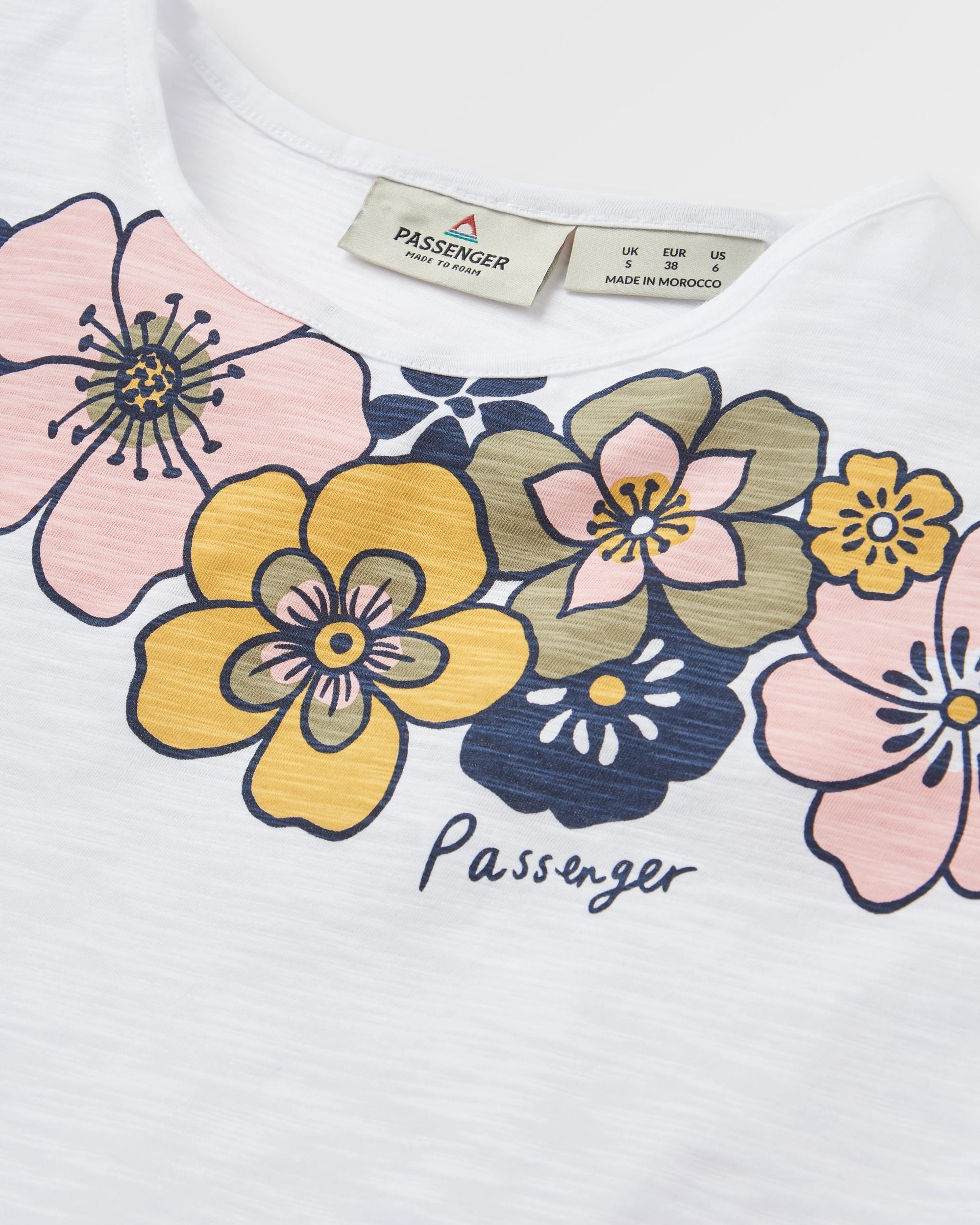 Floral Recycled Cotton T-Shirt - White - Flatlay