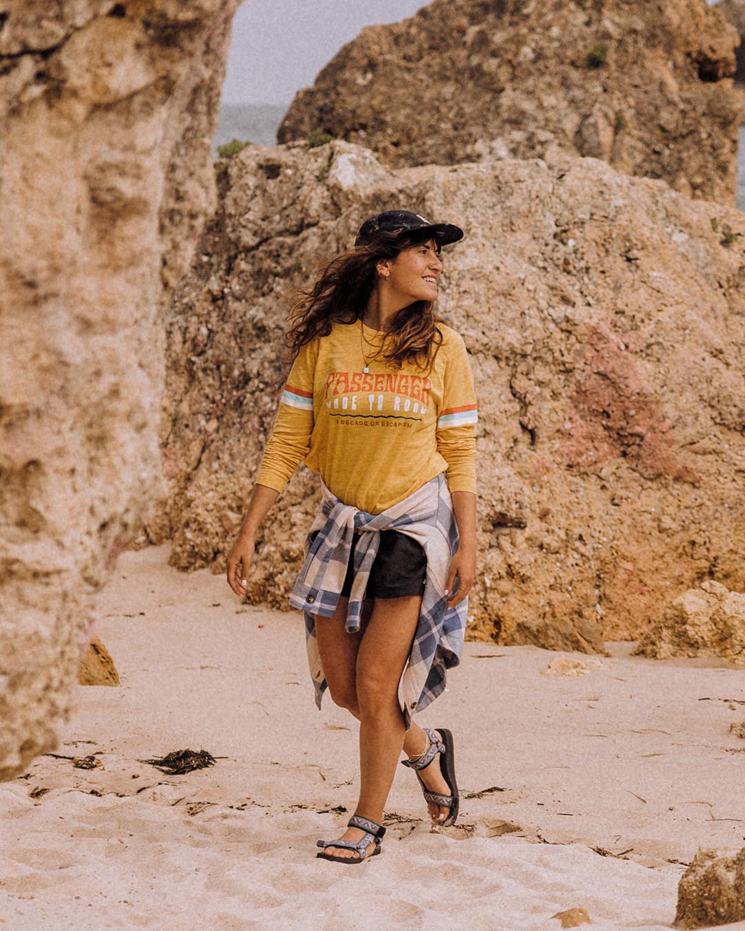 La Sarena Recycled Cotton Oversized Ls T-Shirt - Ochre Yellow