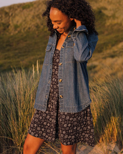 Floaty Layered Dress - Simple Tile Faded Black