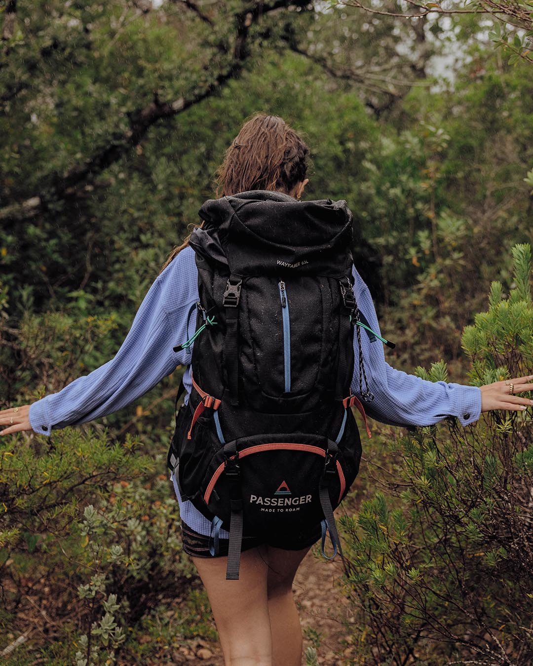 Wayfarer Recycled 65L Backpack - Black - Lifestyle - Female