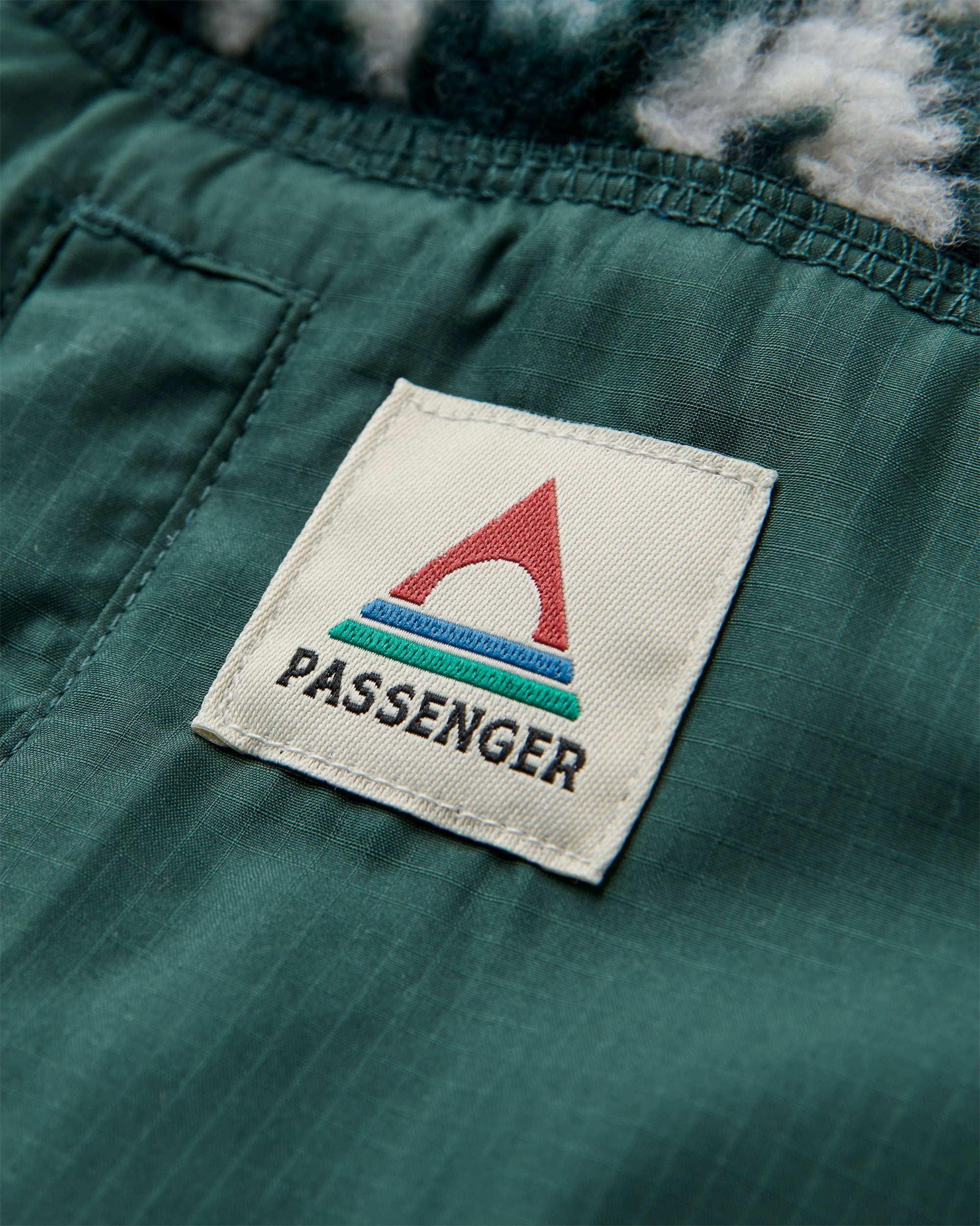 Offroad Recycled Sherpa 1/2 Zip Fleece - Geo Tracks Dark Fern/Birch - Flatlay