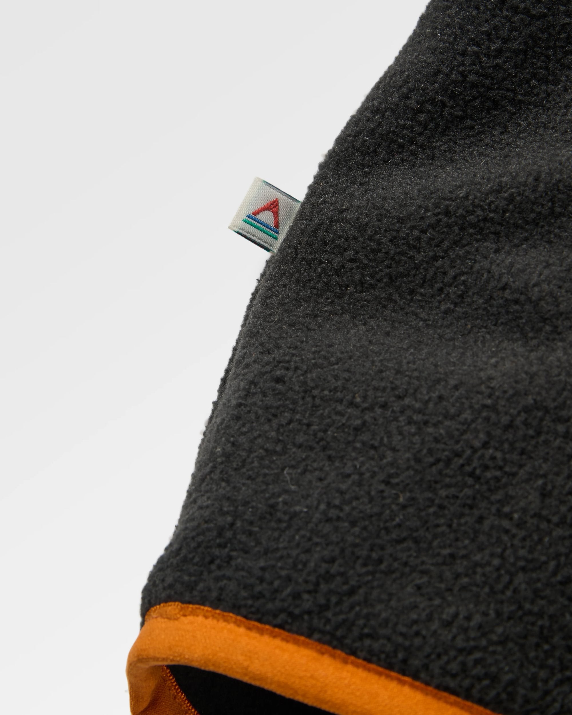 Woodland Hooded 1/2 Zip Recycled Polar Fleece - True Black/ Khaki - Flatlay