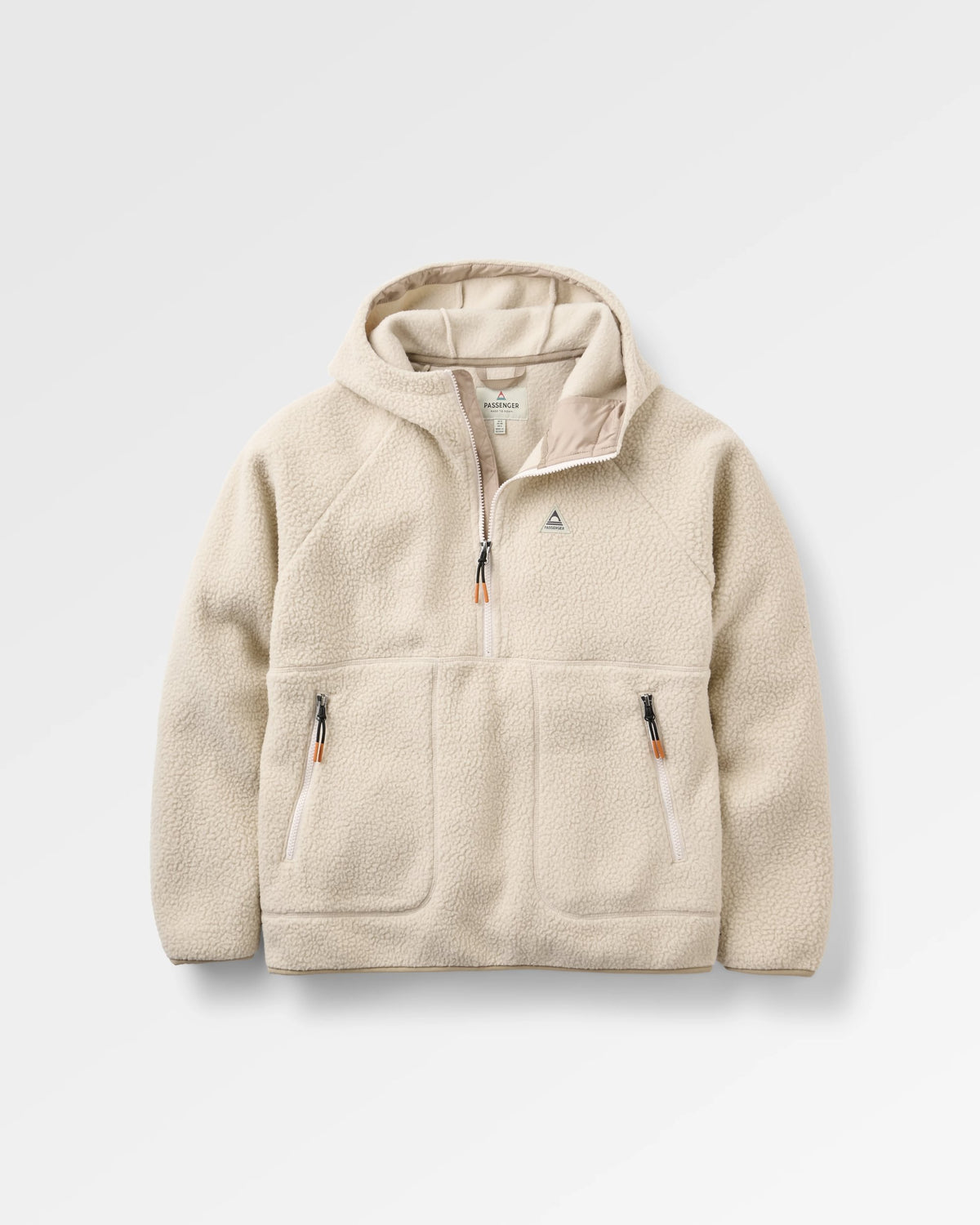 Home 1/2 Zip Hooded Sherpa Fleece - Oatmeal - Flatlay