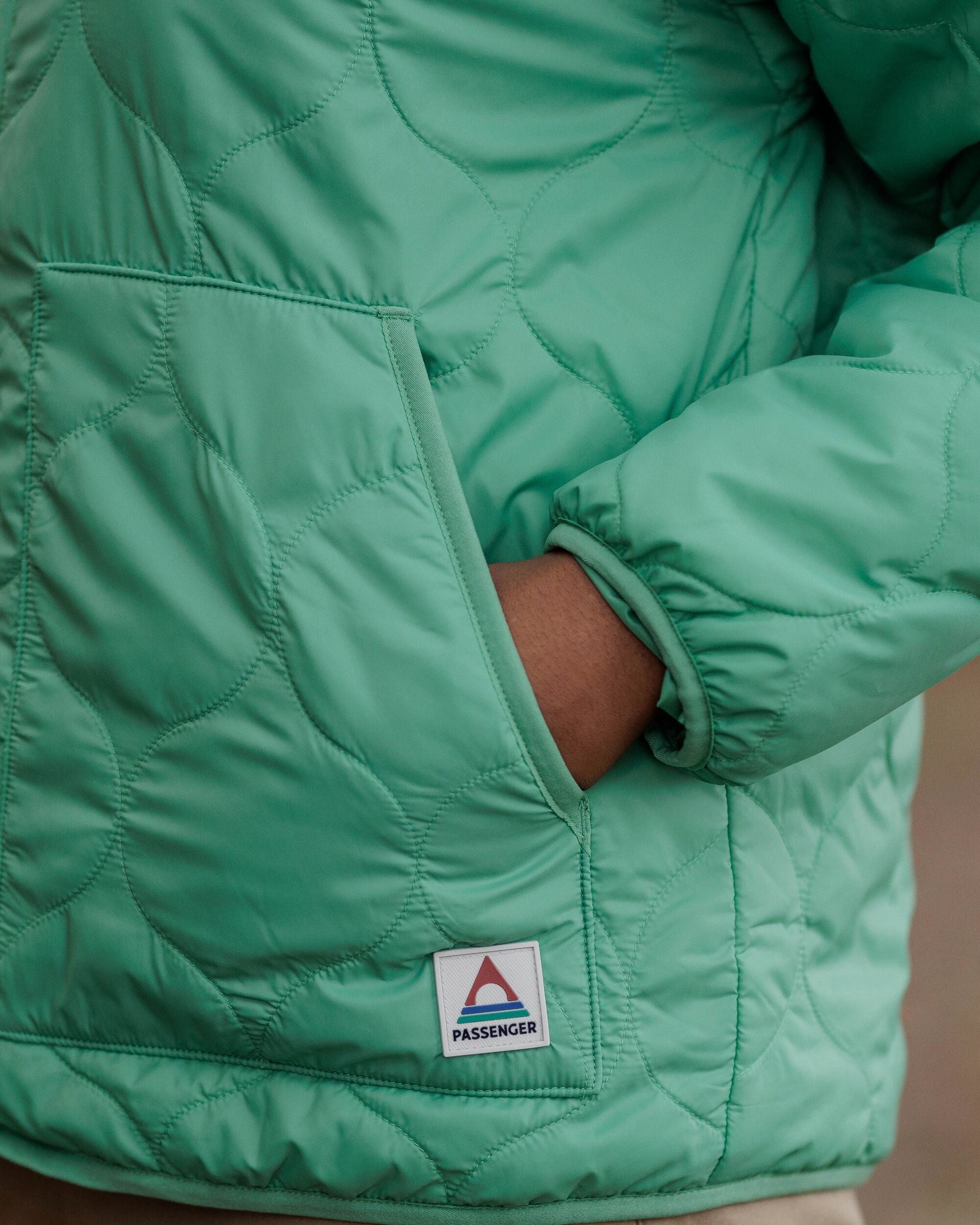 Earthy Recycled Sherpa Lined Insulated Jacket - Green Spruce - Lifestyle