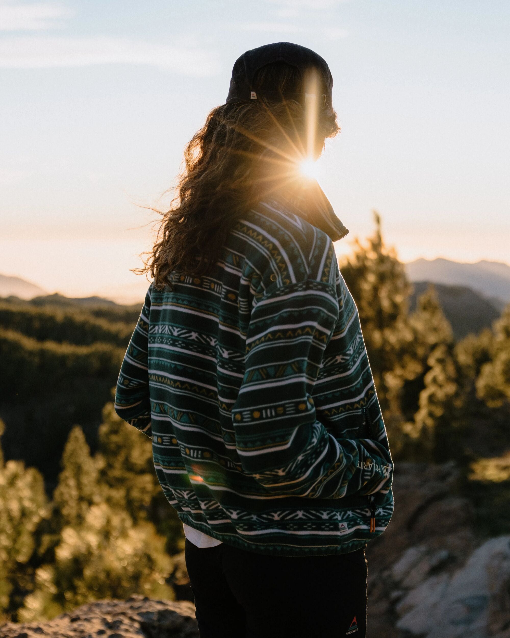 Ayla Micro Polartec® Fleece - Geo Stripe Mediterranean - Lifestyle