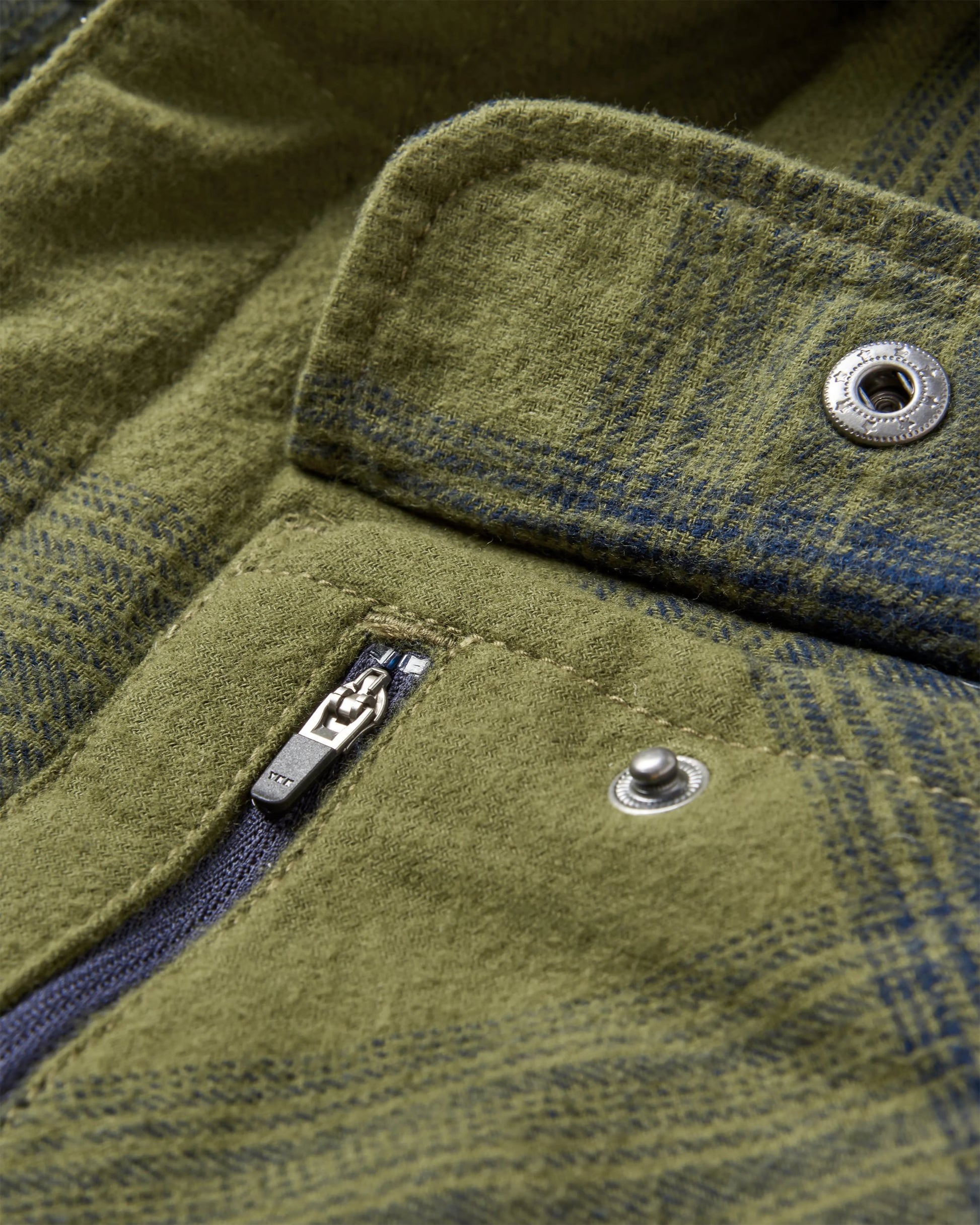 Taranaki Quilted Overshirt - Navy/Khaki Check